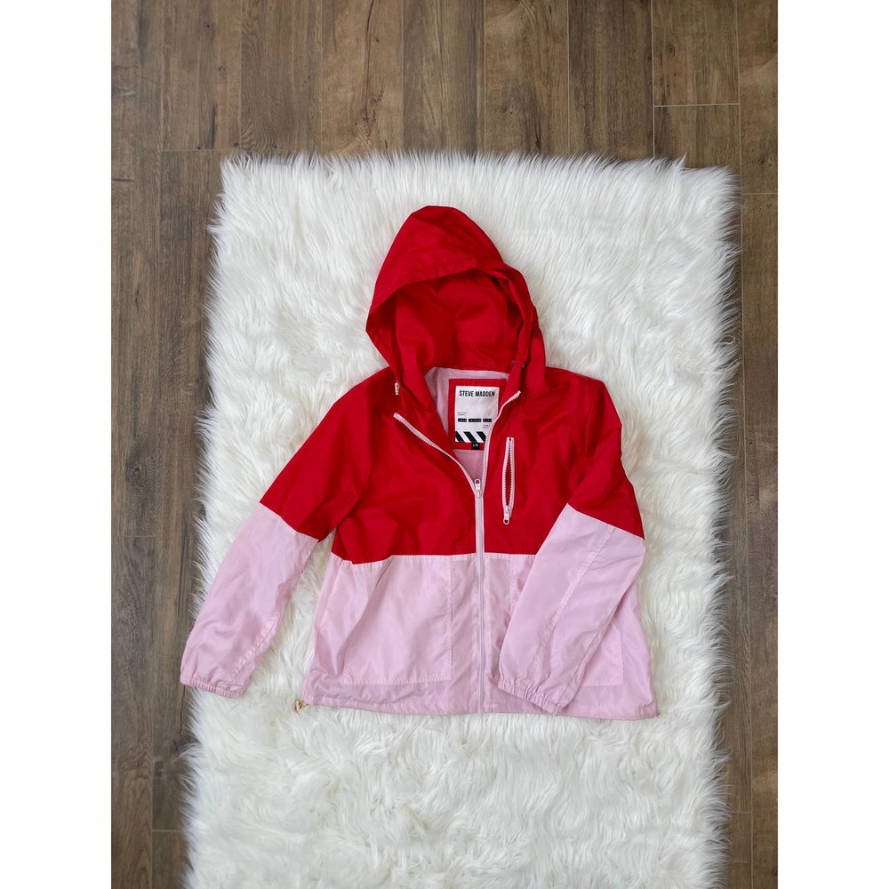 Steve Madden Pink and Red Wind Breaker Jacket (LG)